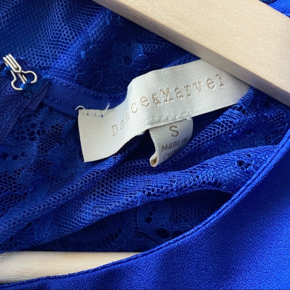 Blue Lace Back Midi Length Dress - Picture 8 of 10